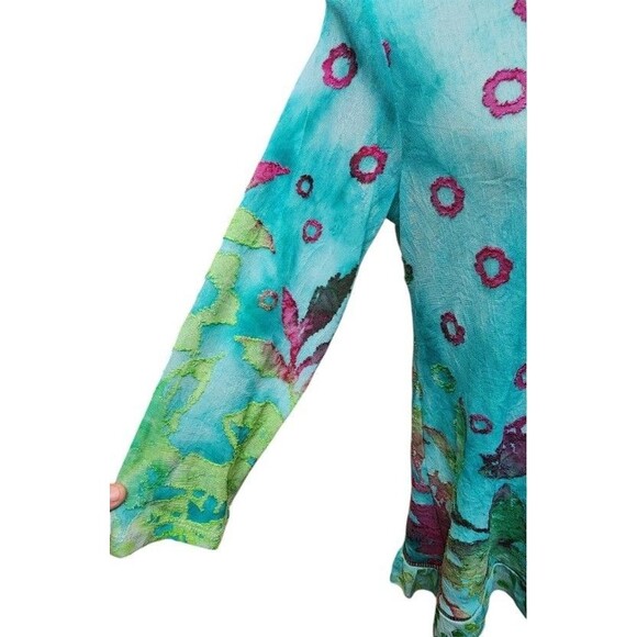 Kamana Blue Burn-out Top Size Large Boho Artsy - Picture 4 of 9